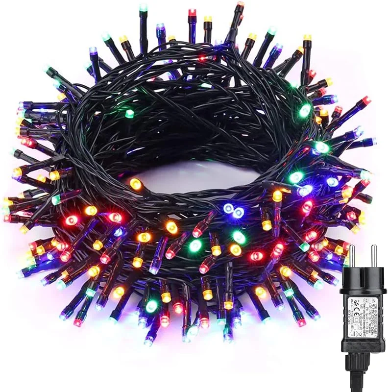 BrizLabs Cadena de Luces 15M 100 LED para Árbol de Navidad, 8 Modos Impermeable Blanco Cálido Guirnaldas Luces Decorativas Interior, Exterior para Fiestas Jardín (Multicolor) — Luces Navidad