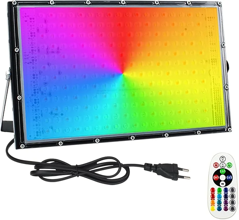 Visita la tienda de Eleganted Eleganted RGB - Foco LED exterior 150 W, IP65, cambio de color RGB, modo estroboscópico, mando a distancia, 16 colores, 4 modos DJ, Halloween, fiestas, jardín — Luces Navidad