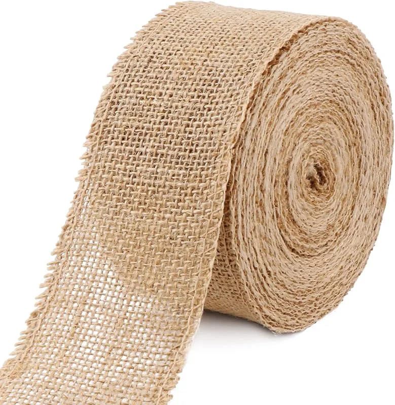 JSMTKJ Cinta de Arpillera Natural 6cm x 10M Rollo de Cinta de Yute Cinta de Yute — Envoltorio regalo