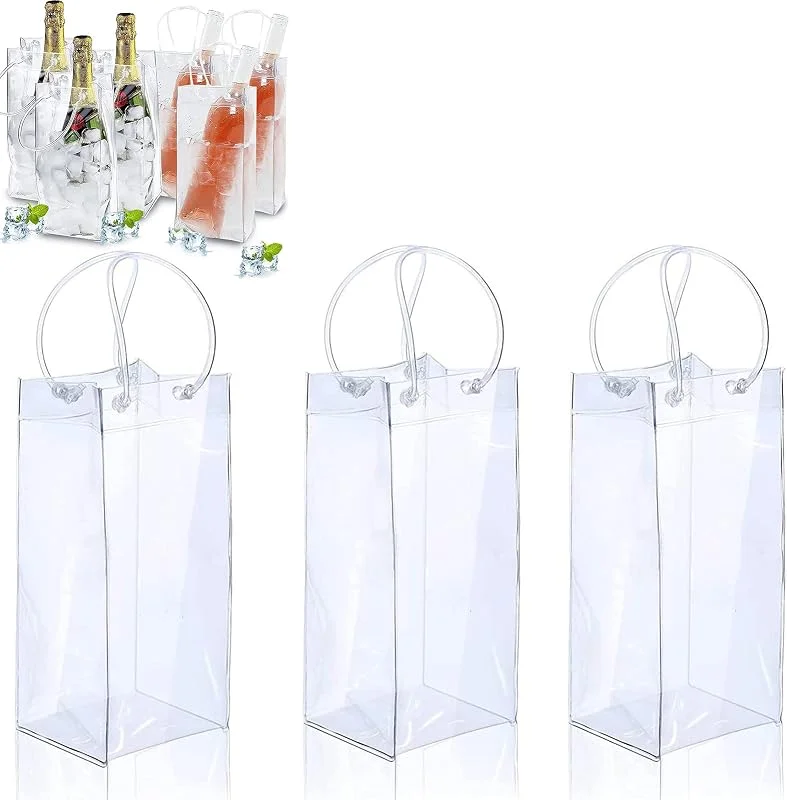 Bztzhm 3 Piezas Bolsa de Vino de Hielo Transparente, Bolsa de Hielo para Vino Champán, Bolsa De Hielo Botellas, Ice Bag Transparente, Bolsa de Vino de Hielo, para Champán Bebidas Heladas — Vino y mesa festiva