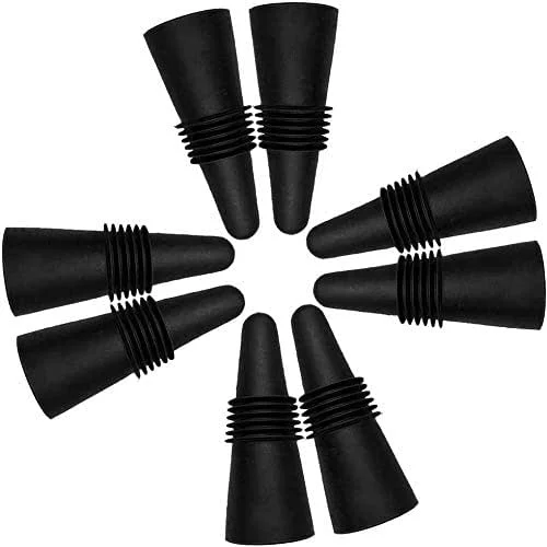 CNYMANY 8 Piezas de Tapones de Vino, CNYMANY sellador de Botellas de Silicona Reutilizable con Agarre Superior para Mantener el Vino Fresco, Color Negro — Vino y mesa festiva