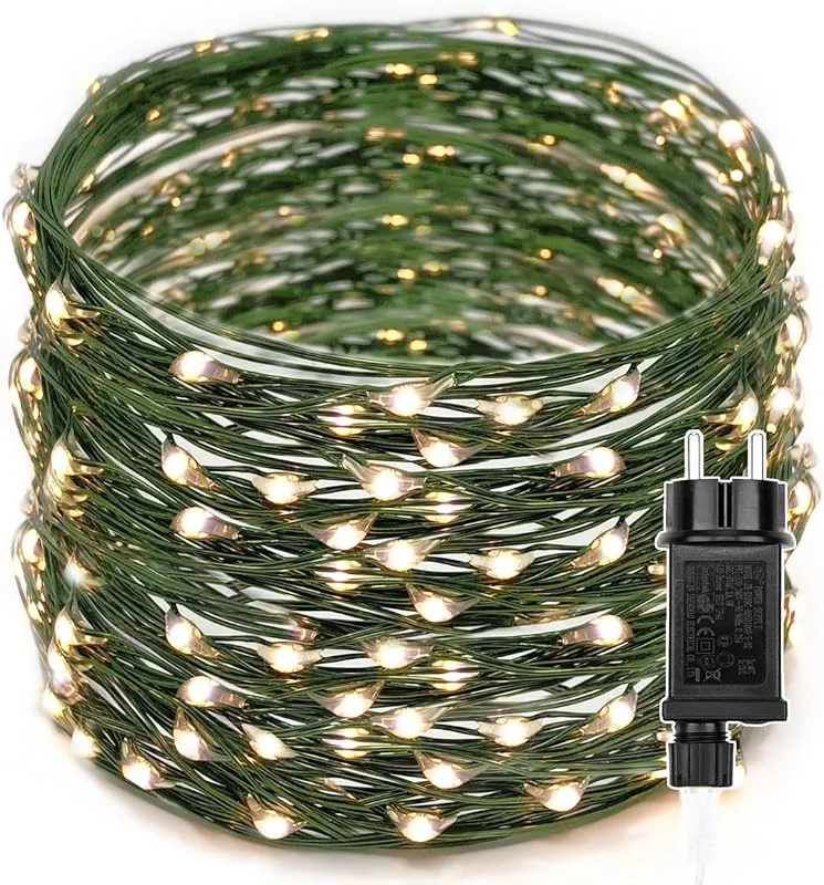 Erwawee Cadena de Luces Navidad, 50M 500 LED Verde Alambre de cobre, Guirnaldas luminosas con 8 Modo de Iluminación, Exterior Impermeable IP44 para decoración Interior, Árbol, Fiestas, Bodas, Halloween, Jardín