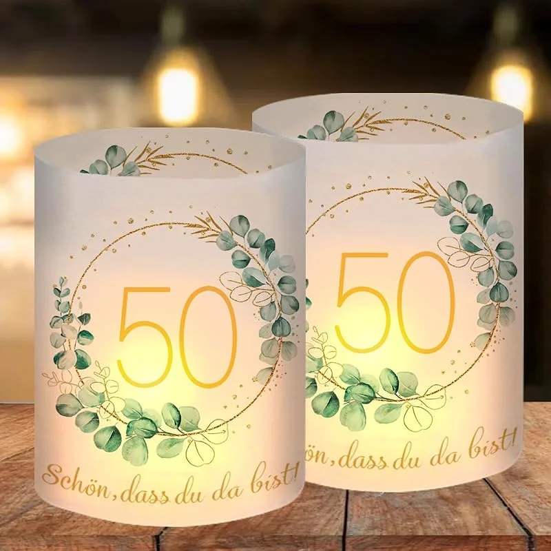 Visita la tienda de O-Kinee 12 Portavelas de Mesa para 50 Cumpleaños, Decoración Cumpleaños Hombre y Mujer de 50 años, Decoración de Mesa Happy Birthday, Adecuado para Velas de té o Velas — Cena a la luz de velas