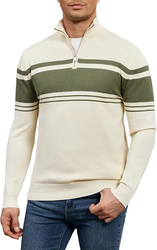 Visita la tienda de Genfien Genfien Jersey para Hombre con Cremallera Rayas 100% Algodón — Ropa Navidad