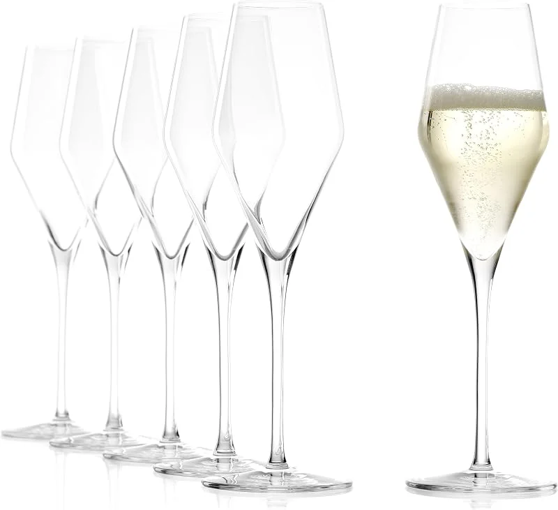Stölzle Lausitz Copas de Champán Quatrophil Set de 6, 290ml – Elegantes Copas de Cristal Ideales para Champagne, Cava y Prosecco – Aptas para Lavavajillas y Resistentes a Golpes — Vino y mesa festiva
