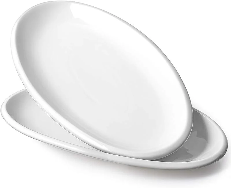 Visita la tienda de DOWAN DOWAN Plato de Servicio, Juego de 2 Platos de Cena Ovalados, Vajilla Grande de Cerámica, Vajilla de Fiesta, Bandejas de Comida Horno para Carne de Pavo, Pescado, Aperitivos, Entrantes, Postre, Blanco — Hogar y cocina