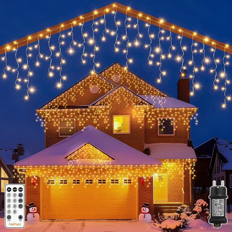 HeiPard Cortina de Luces Navidad Exterior Blanco Cálido 12, 15m 486 LED