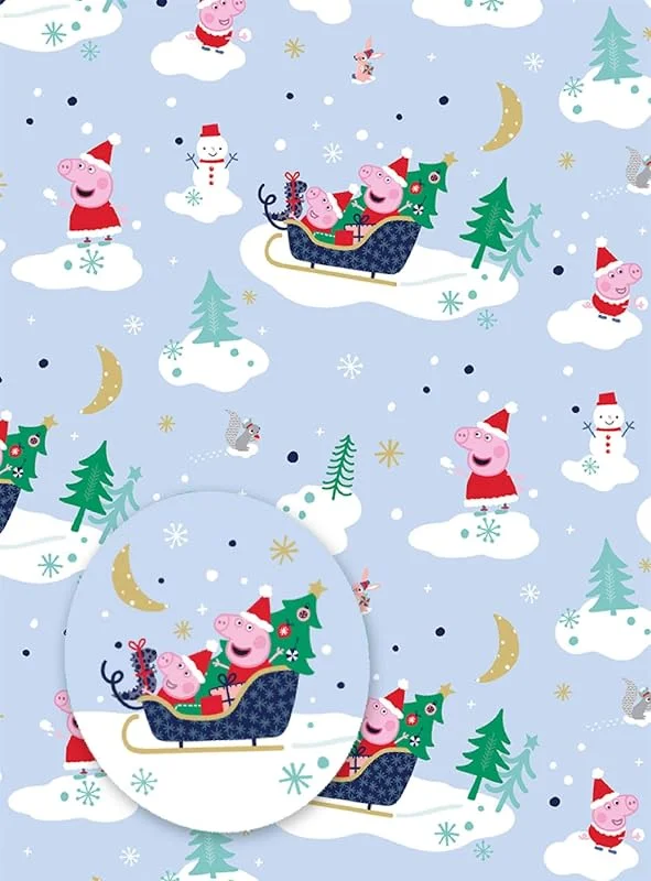 Visita la tienda de Danilo Promotions LTD Danilo Promotions Peppa Pig - Papel de regalo de Navidad, 4 hojas, 4 etiquetas, hoja de envoltura de Peppa Pig para papel de regalo — Envoltorio regalo