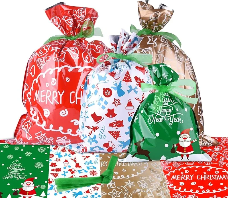 MIAHART Bolsas de Envoltura de regalos de gran tamaño Estilos de regalo con lazos de cinta para regalos de envoltura de Navidad (Style A-10pcs) — Envoltorio regalo