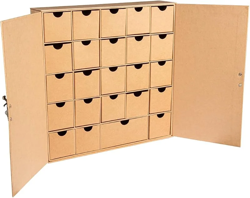 Rayher Calendario de Adviento personalizable, armario con 24 cajones, 29, 6x29, 6x6, 5 cm, 67367521, Fuerza — Adviento y mesa