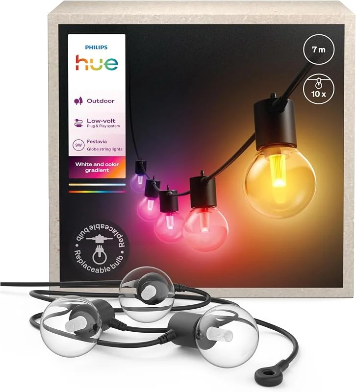 Philips Hue Festavia Guirnalda de Luces Exterior LED Inteligentes 50lm, 7m — Luces Navidad