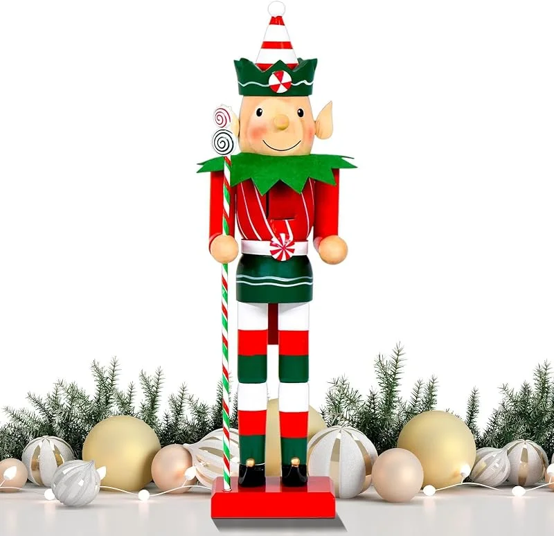 Generic Decoración navideña de cascanueces de madera de soldado de bastón de — Decoracion Navidad