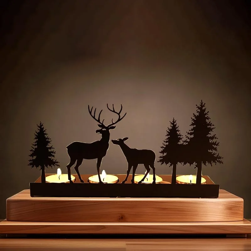 YeahBoom Portavelas Corona de Adviento para candelita, Inserto de Vela Velas de Mesa, portavelas de Metal Moderno, para DIY decoración de la Corona de Adviento de Navidad Vela Placa — Cena a la luz de velas