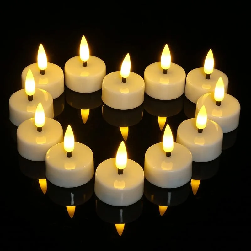 Ymenow 12piezas Velas LED con Pilas, Sin Llama, Temporizador de 6 Horas, con Mechas Realistas en 3D para Bodas, Hogar, Festivales, Fiestas Decoraciones - Blanco Cálido — Cena a la luz de velas