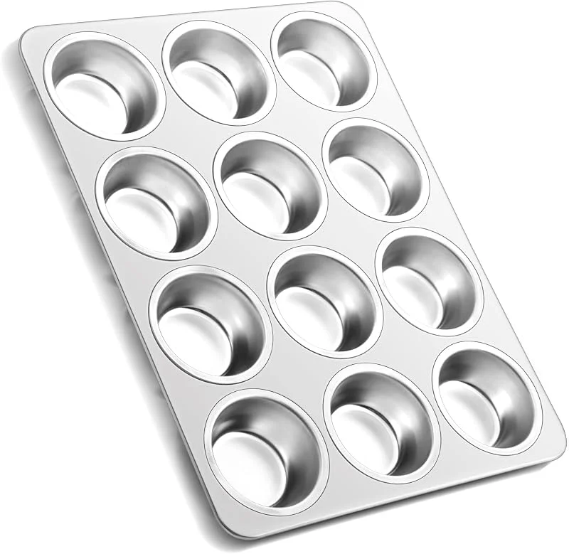 Joyfair Bandeja para magdalenas Joyfair, molde de acero inoxidable para 12 magdalenas, apto para horno y lavavajillas — Hogar y cocina