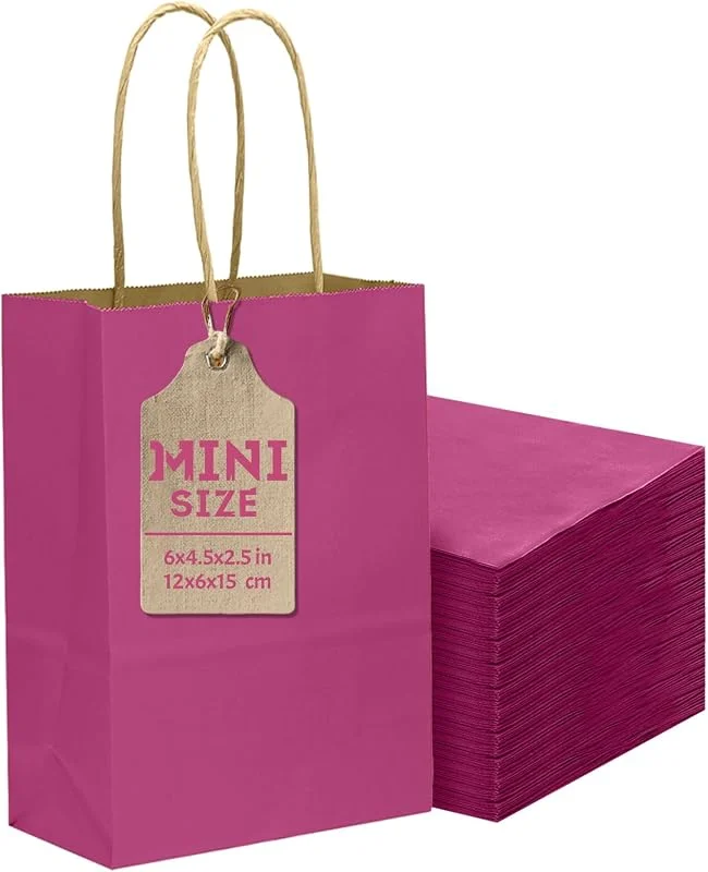 Visita la tienda de Gcardist Gcardist 24 piezas de mini bolsas de regalo rosas con asas 15, 24x11, 43x6, 35cm Bolsas de papel kraft pequeñas para fiestas y regalos (tamaño mini) — Envoltorio regalo