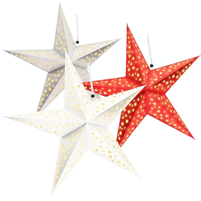Visita la tienda de com-four com-four® 3 estrellas luminosas 3D LED 60 cm, estrella navideña — Decoracion Navidad