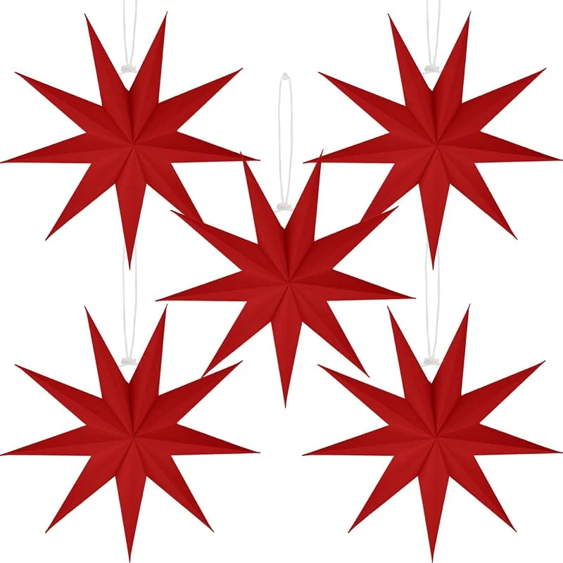 BestoFun 5 estrellas de papel rojas de 30 cm – Estrellas plegables para Navidad – Decoración para mesa, ventanas, paredes y celebraciones — Decoracion Navidad