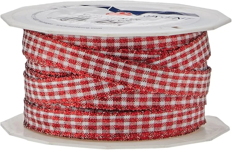 Visita la tienda de Morex Ribbon Prasent C.E. Pattberg Cinta de 20 m x 10 mm Vichy Tejido metálica Decorativa, Color Rojo y Blanco — Envoltorio regalo