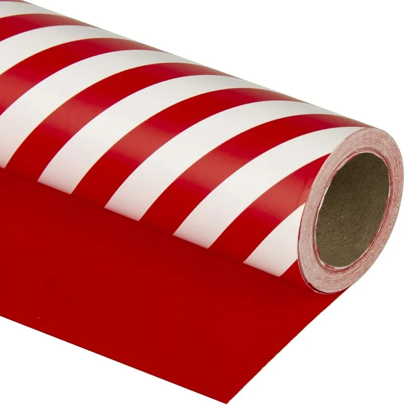Visita la tienda de RUSPEPA RUSPEPA Papel De Regalo Reversible - Diseño Rojo Y Rayas para Cumpleaños, Vacaciones, Bodas, Envoltura De Baby Shower - 43, 2 Cm X 10 M — Envoltorio regalo