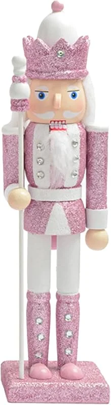 POPOYU Cascanueces de Navidad de madera rosa y blanca de 30 cm, adornos de soldado, decoraciones de árbol de Navidad, mini figuras de cascanueces, adornos colgantes, muñeco de marioneta soldado cascanueces — Decoracion Navidad
