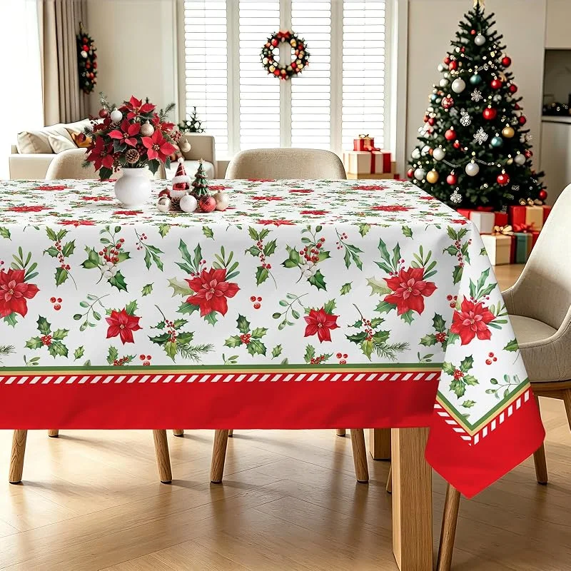 hometrixx Mantel Mesa Navidad Rectangular Flor De Navidad Bayas 140x220cm — Hogar y cocina