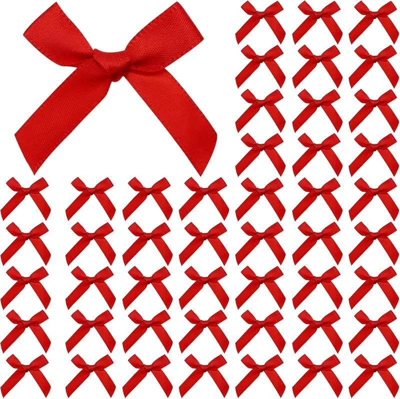 MAOSHYMS Mini Lazo Rojo 4cm 50 Piezas Lazo Rojo Regalo Pequeño Lazos Rojos Navidad — Envoltorio regalo