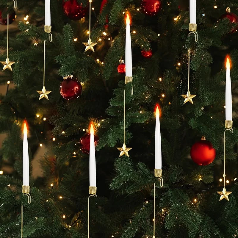 LUSHARBOR Velas de árbol de Navidad, 0 velas cónicas sin llama para decoración de árbol de Navidad, velas LED falsas que funcionan con pilas con control remoto para Navidad, boda, regalo para el — Luces Navidad