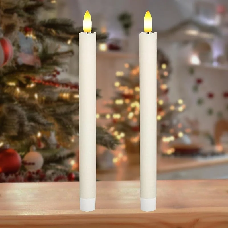 KATELUO Velas LED Efecto Llama, 2 Piezas Velas de Batería Parpadeante, Velas Parpadeante Sin Llama, Vela LED Intermitente para Navidad, Halloween, Acción de Gracias, Boda, Cumpleaños — Cena a la luz de velas