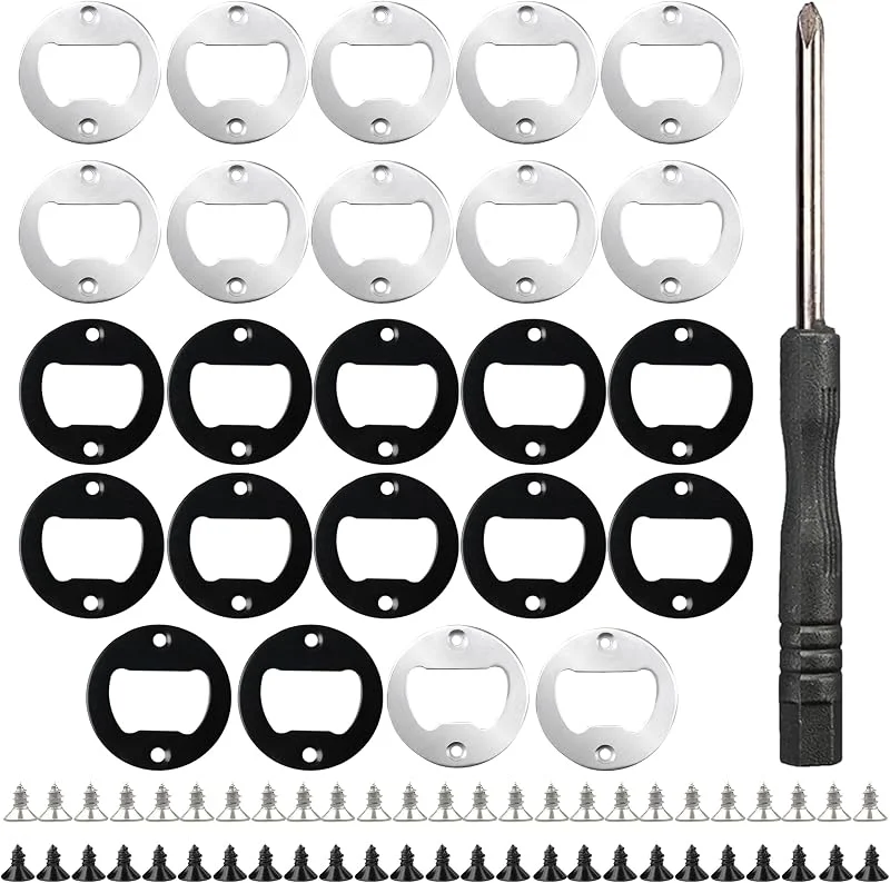 PYSEOSISE Kit de Abridor de Botellas, 24 Piezas Abridor de Cerveza en Blanco de Acero Inoxidable, Negro y Plata Abridor de Botellas con Tornillos para Hogar Restaurante Bar — Vino y mesa festiva