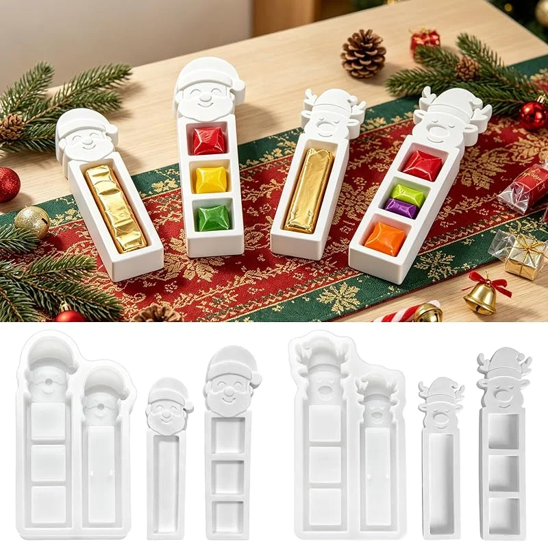 VEEKAY 4 Moldes De Silicona Para Navidad, 2 Pères Noël Y 2 Rennes — Hogar y cocina