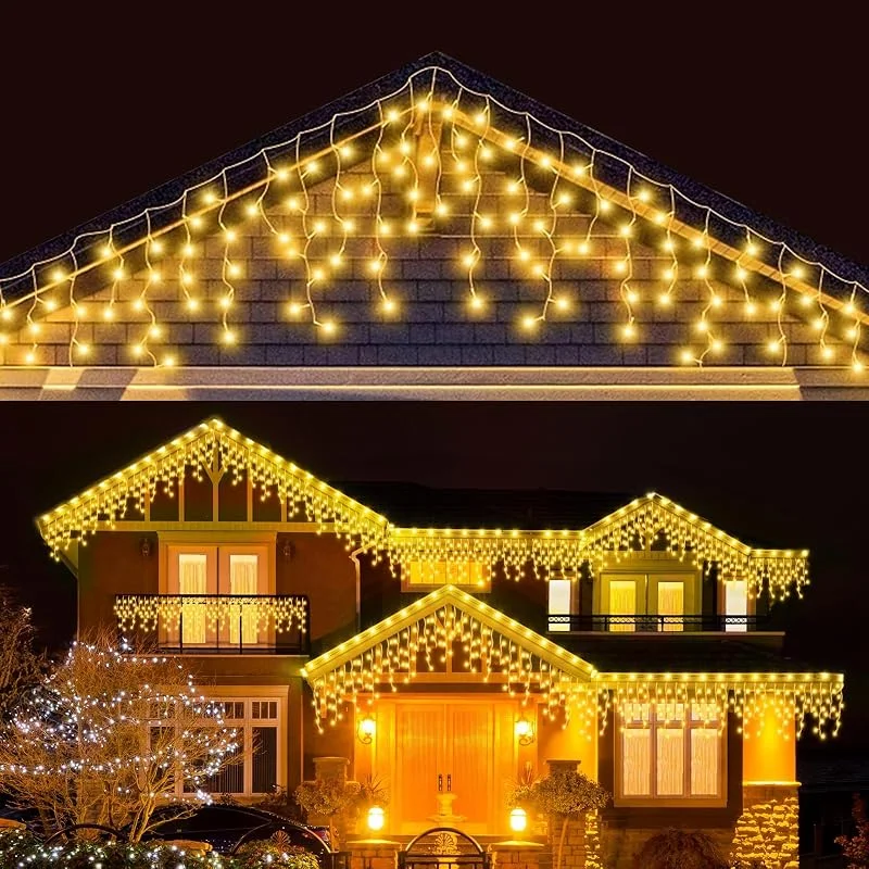 LEDYA Luces Navidad Exterior, 17M 480 LED Cortina Luce Navidads Exteriors, Conectable hasta 3 Unidades, 8 Modos, Impermeable IP44, Decoracion Navidad Exterior para Balcon Jardín, Festivales, Bodas