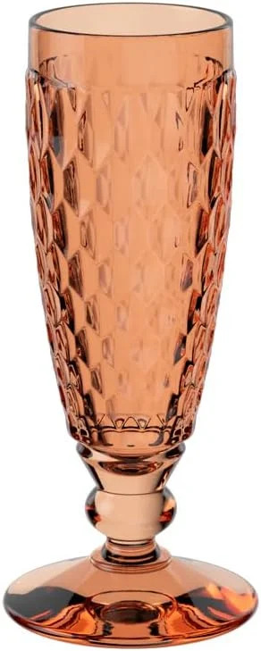 Villeroy & Boch Copa De Cava Boston Apricot, Copa De Cristal De Color Naranja, Capacidad 120Ml — Vino y mesa festiva