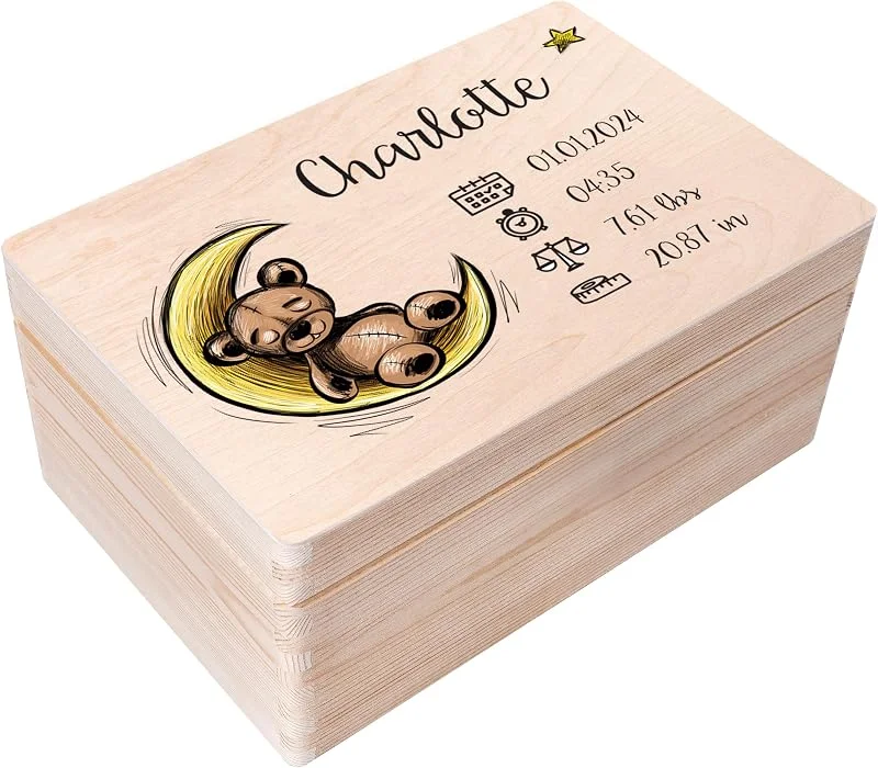 Visita la tienda de Creative DECO Creative DECO Caja de Recuerdos Personalizada para Bebés, RegaloNacimiento — Envoltorio regalo