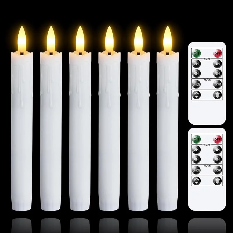 Mavandes parpadeo velas sin llama dos a distancia, 19CM blanco pilas LED vela temporizador velas de ventana, juego de 6 candelabros de plástico sin llama efecto cera (2, 2 cm de diámetro) — Luces Navidad