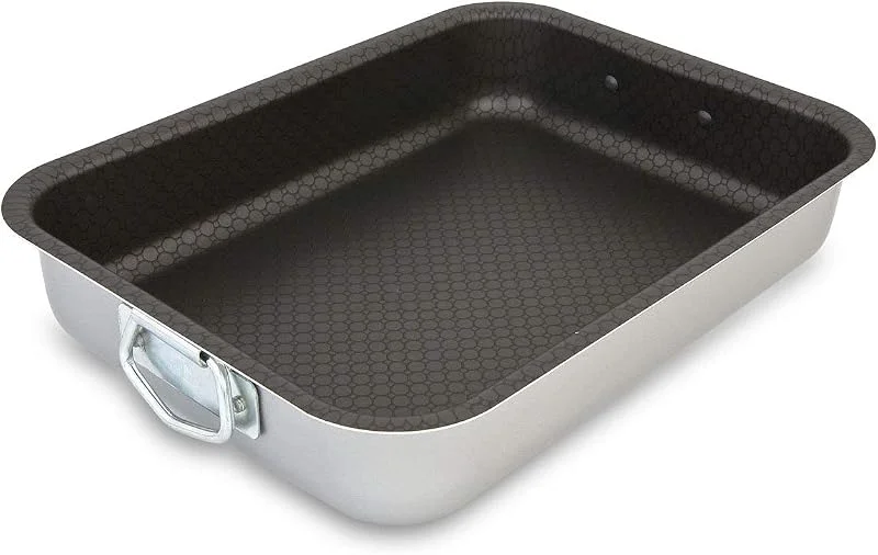 Visita la tienda de Menax Menax - Rustidera para Horno 40 cm, Aluminio Robusto con Triple Recubrimiento Antiadherente, Bandeja Rectangular para Asar, Hornear y Gratinar, Cocina Casera - Rustidera y Fuente de Horno — Hogar y cocina