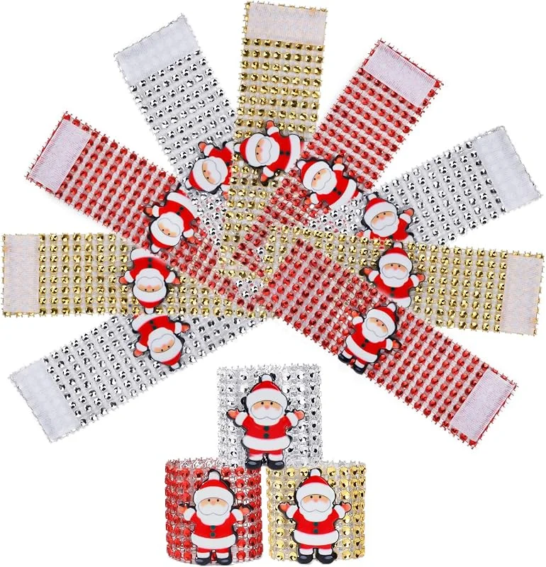 MengH-SHOP Anillos de Servilleta de Navidad Servilleteros de Malla Papá Noel Anillos de Servilletas Hebillas Titulares para Decoraciones de Mesa de Cena de Navidad 12 Piezas (3 Colores) — Adviento y mesa