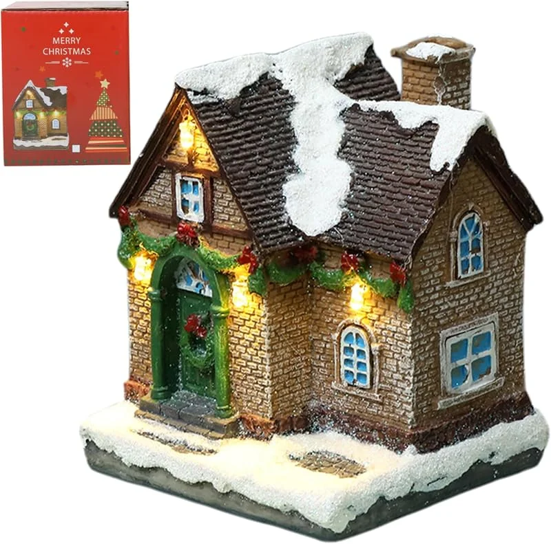 Peosaard Ciudad navideña, Casas de Aldea de Navidad con luz LED 3x3x4 Pulgadas adorables en la Ciudad operada por la batería para el cumpleaños de Navidad, la liquidación de Las Casas de los pueblos — Decoracion Navidad