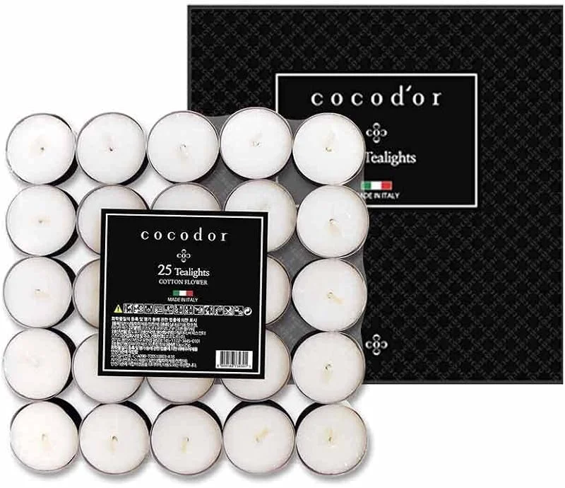 Visita la tienda de Cocod'or [cocodor, flor de algodón] Velas de té de 25 piezas, 4-5 horas de tiempo de combustión — Cena a la luz de velas