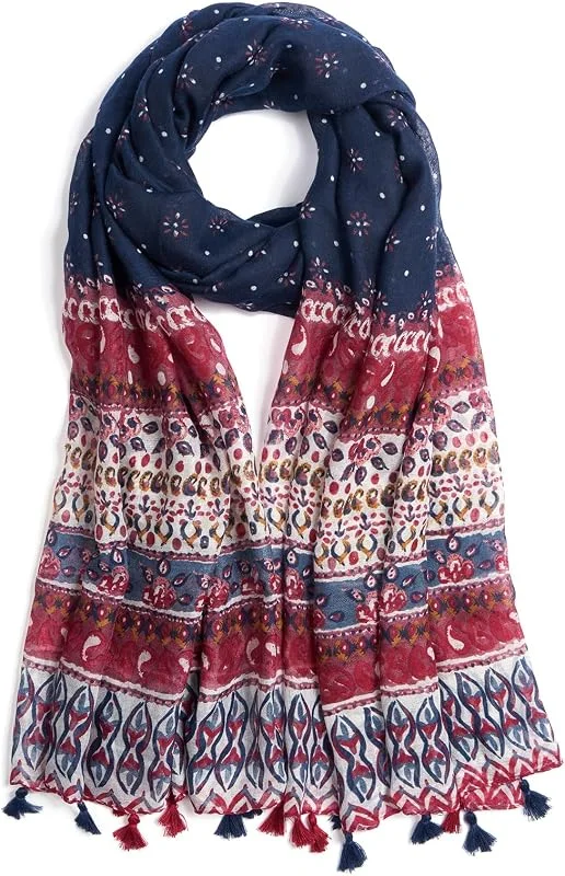 Bufanda para mujer, ligera, suave, con estampado floral, leopardo, para otoño e invierno, chal con flecos — Ropa Navidad