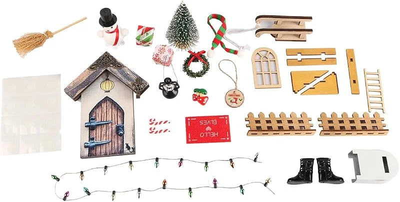 Sarini Mini Juego de decoración de jardín Retro Que Incluye Adornos navideños Enanos en Miniatura y Trineo de Elfo para Puerta, decoración navideña DIY — Decoracion Navidad