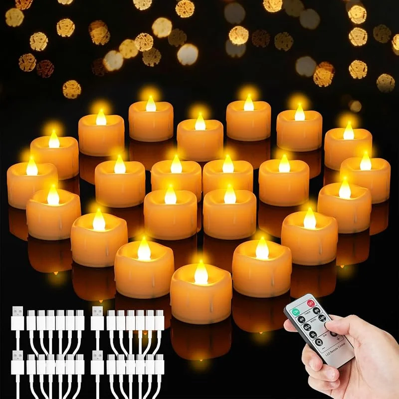 Buudala Velas LED Recargables 24 Piezas, Velas de té con Función de Temporizador — Luces Navidad