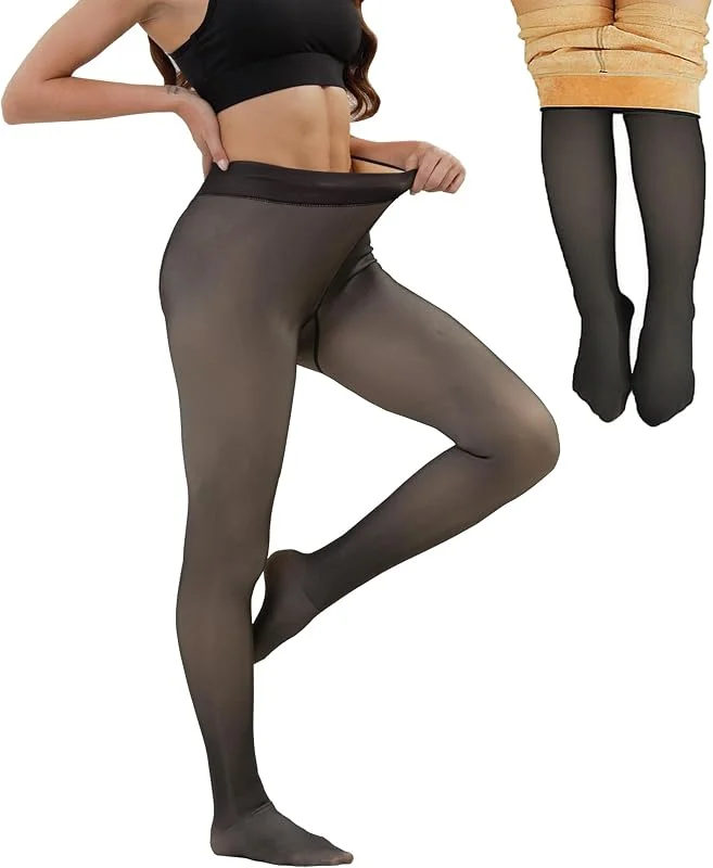 Merlvida Medias Térmicas Mujer con Interior de Forro Polar Medias Reductoras Mujer Transparentes Falsas Medias Térmicas Invierno Mallas Alto Cintura Leggings Pantimedias Leotardos Talla Grande S-3XL — Ropa Navidad