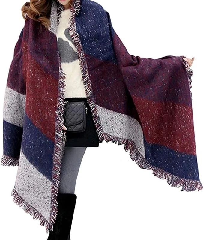 Visita la tienda de Miss Lulu Miss Lulu Bufanda Mujer Invierno, Chal de Tartán Escocés con Borlas — Ropa Navidad