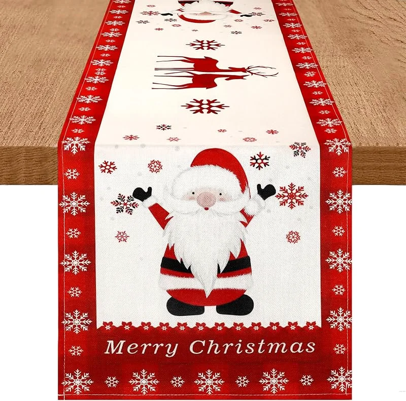 DecorMommt Camino de Mesa Navidad Rojo 40x140cm, Centro de Mesa Navidad, Camino Mesa Decorativo Lino Moderno, para la Decoracion Mesa Fiesta de Navidad y Año Nuevo ( Reno Nieve Rojo ) — Hogar y cocina
