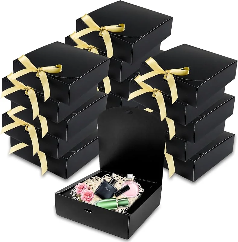 MCTNCT 15 Piezas Cajas de Regalo Negra, Cajas Regalo Carton con Cinta — Envoltorio regalo