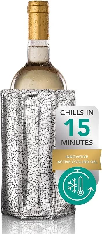 Visita la tienda de Vacuvin Vacu Vin Enfriador de Vino Flexible - Funda Reutilizable en Color Plata para Enfriamiento Rápido de Botellas de Tamaño Estándar — Vino y mesa festiva