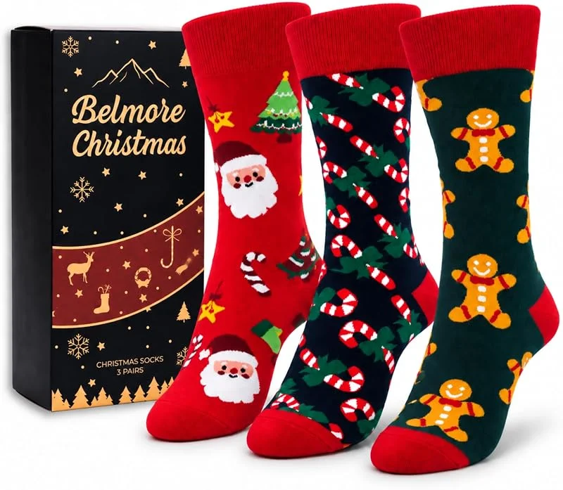 Belmore Calcetines de Navidad Unisex Tallas 37-48, Un Par o Set de 3 Pares — Decoracion Navidad