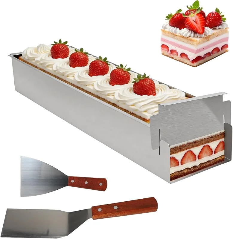 BlyeMichdi Molde de Tiramisu Aluminio, Marco para Hornear Rectangular Ajustable — Hogar y cocina