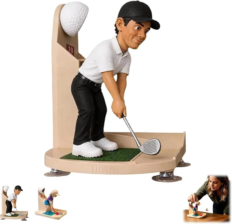 STOAT Abridor de botellas de golf. Abridor de botellas de cerveza con lanzador de tapas & recolector, diseño swing de golf divertido, utensilio de bar novedoso, regalo para golfistas. (Hombres Blanco) — Vino y mesa festiva